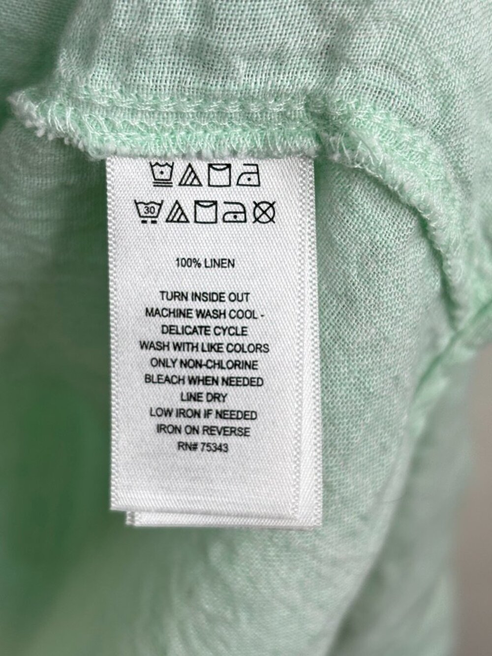Sigrid Olsen 100% Linen Button Up Top XL Mint Green Lightweight Beach Cover Up - Picture 6 of 9